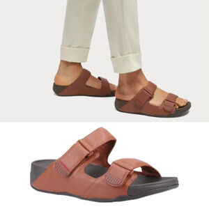 Fitflop  Men's Gogh Moc Slides Leather Dark Tan Size 9